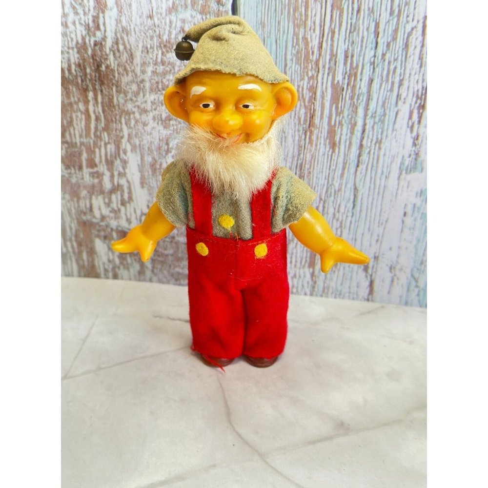 Vintage Rubber Elf Dwarf Midcentury Japan Christmas Figurine 6"